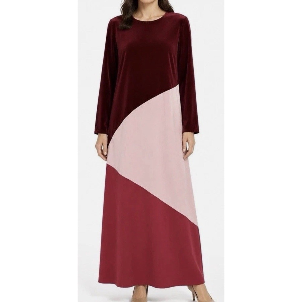 Tuckernuck Mixed Media Velvet Colorblock Maxi Dress Silk Size XXL